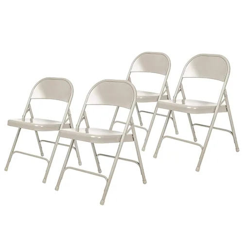 Miniatura 16 de OEF Furnishings Serie OEF50 Sillas plegables de acero resistentes con capacidad de peso de 500 libras (paquete de 4, beige)