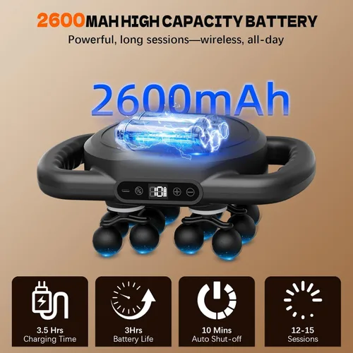 Miniatura 3 de Pistola de masaje de 12 cabezales para tejido profundo, herramienta masajeadora eléctrica con 9 niveles y 9 modos, masajeador inalámbrico