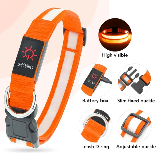 Miniatura 4 de Vizpet Collar LED para Perros, Collar para Perros con Luz Ajustable Recargable por USB Super Brillante Luz de Seguridad Collares Brillantes