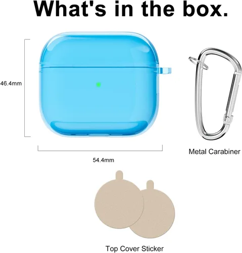 Miniatura 4 de Svanove Funda para Airpods 3 de plástico duro transparente, simple y transparente, linda funda para Airpods de 3ª generación con llavero, accesorios