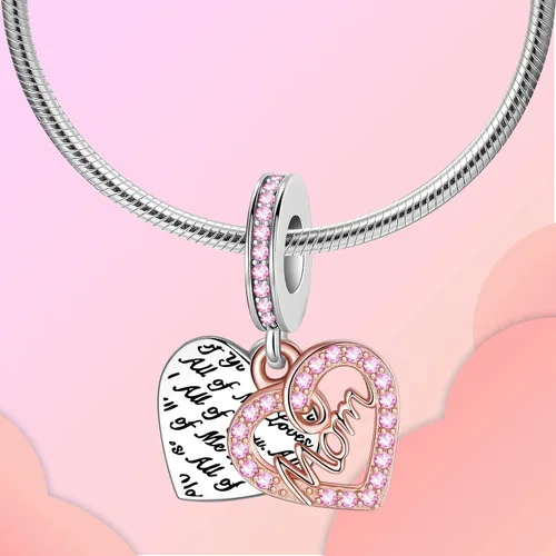 Miniatura 145 de LUXILLA Abalorio de plata de ley 925 para madre, hija, abuela, para familia, amor, madre, hija, abuela, para pulseras, collares, dijes, abalorios