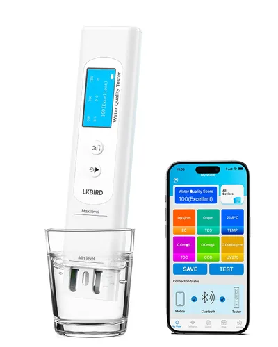 Probador de agua inteligente 6 en 1 para agua potable con monitoreo de aplicación, kit de prueba digital de agua para medidor TDS, EC, temperatura,