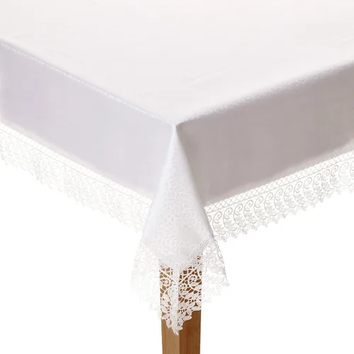 Miniatura 2 de Violet Linen Legacy - Diseño adoquinado de macramé, borde de encaje de macramé, jacquard de poliéster, blanco, 52 x 70 pulgadas, con capacidad