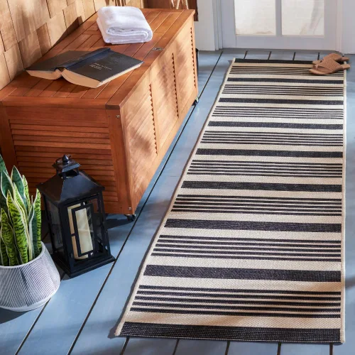 Miniatura 93 de SAFAVIEH Courtyard Collection - Alfombra decorativa, 2.3 x 5 pies, beige y verde oscuro, para interior/exterior, resistente a la intemperie