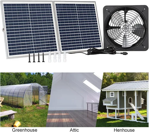 Miniatura 8 de ECO-WORTHY Ventilador de ático de 25 W alimentado por energía solar con ventilador de techo abuhardillado y panel plegable de 30 W - Ventiladores