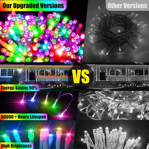 Miniatura 5 de Luces de carámbano de Navidad de 49 pies, 128 funciones, para exteriores, con 504 LED, 8 modos y temporizador, cortina de luces para exteriores