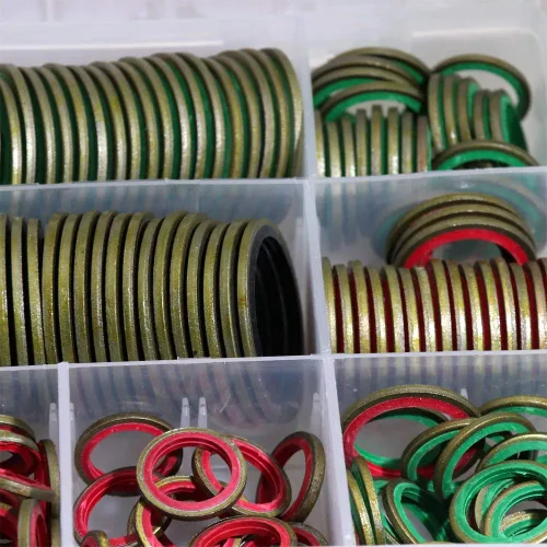 Miniatura 4 de KOOTANS 240 piezas de 12 tamaños NBR Metal Bonded Sealing Washer Assort Kit Hidrálico Resistente al Aceite de Goma Junta de Sello de Tubo de Aceite
