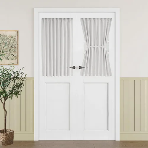 Miniatura 103 de Vatge - Cortinas autoadhesivas para puerta francesa, tratamiento de ventana con filtro de luz sin varillas ni perforaciones para puertas de cristal