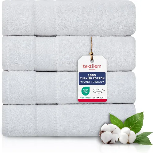 TEXTILOM Toallas de mano turcas para baño, calidad de hotel y spa, suaves, absorbentes, de secado rápido, juego de 4 toallas de mano turcas 100%