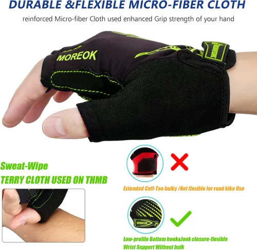 Miniatura 3 de MOREOK - Guantes para bicicleta de montaña (MTB) y ciclismo de descenso (DH), para hombres, de medio dedo, con almohadilla de gel que absorbe