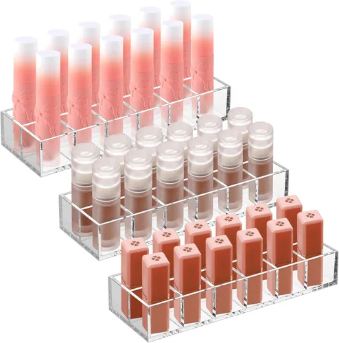 Kigley Organizador de lápiz labial transparente, soporte acrílico para brillo de labios, estuche de exhibición de lápiz labial para mujeres, muestra