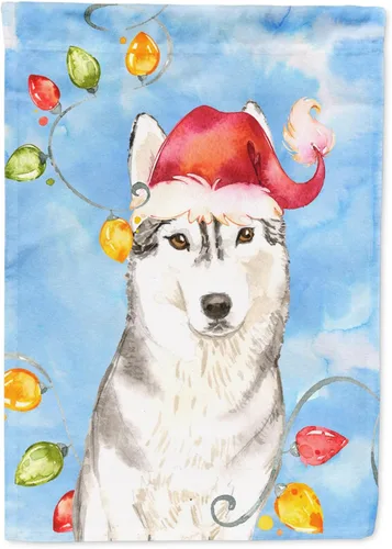 Miniatura 52 de Caroline's Treasures CK2484GF - Bandera decorativa para jardín de Alaskan Malamute con luces de Navidad, bandera decorativa para patio exterior
