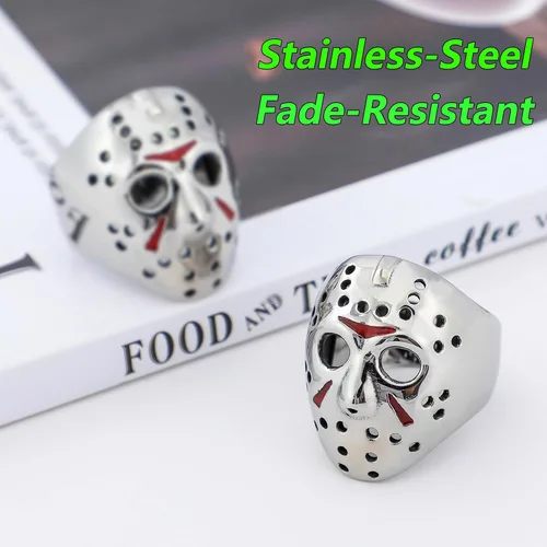 Miniatura 2 de Jason Mask Ring Stainless Steel Rings for Women Mens Jason Ring Perfect Gifts for Halloween,Size 7-13,Fashion Punk Rings Jewelry Decorations