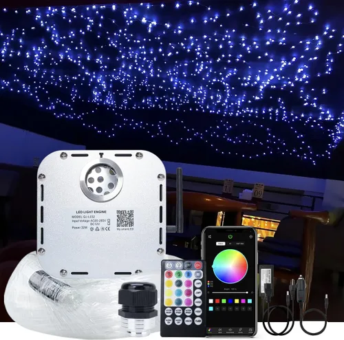 Miniatura 19 de AKEPO Kit de luces de fibra óptica con efecto de estrella de tiro de meteoritos RGBW de 32 W, control de aplicación Bluetooth, 1000 piezas de hebras