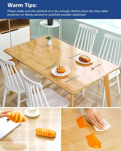 Miniatura 4 de Mantel de mesa transparente de PVC de 8 x 48 pulgadas, protector de 1.5mm de grosor, topper de mesa de cristal, mantel rectangular de vinilo, tapete