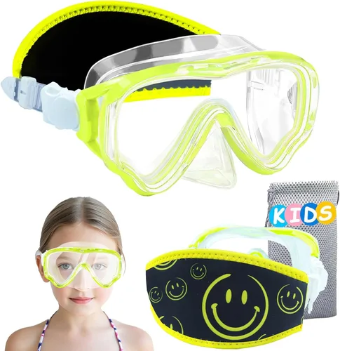 Miniatura 13 de Vvinca Gafas de natación para niños con cubierta para la nariz, antivaho, a prueba de fugas, máscara de natación de visión amplia con correa de tela