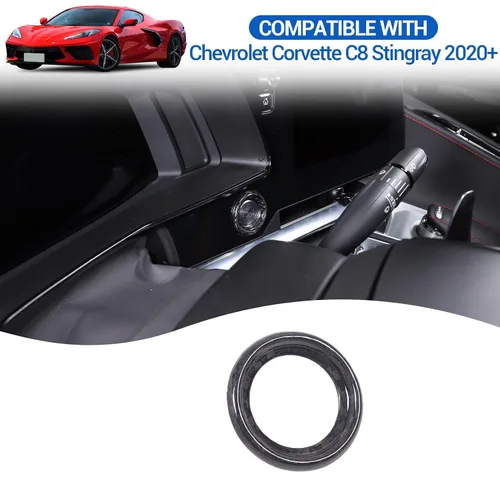 Miniatura 4 de Anillo de arranque de encendido de fibra de carbono real compatible con Chevrolet Corvette C8 Stingray 2020-2025, anillo de botón de arranque