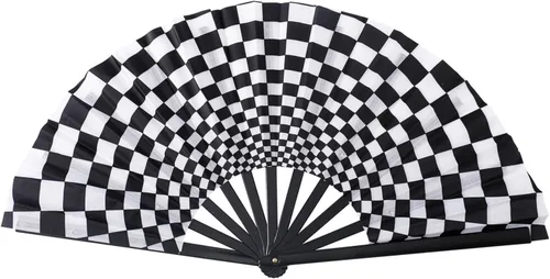Miniatura 19 de Abanico plegable grande para rave, ventilador chino de Kung Fu Tai Chi para hombres y mujeres, festivales de boda, decoración de fiesta de Negro
