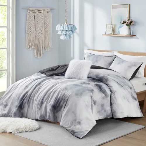 Miniatura 15 de Intelligent Design Juego de edredón tamaño individual, juego de ropa de cama individual en acuarela, juego de edredón de teñido anudado
