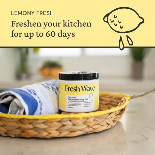 Miniatura 5 de Fresh Wave Gel eliminador de olores de limón, 15 oz. Absorbentes de olores para el hogar Alivio de olores más seguro Eliminador de olores