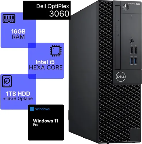 Miniatura 2 de Dell Computadora de escritorio OptiPlex 3060 SFF, Intel Core i5-8500, DDR4 de 16 GB, memoria Intel M.2 Optane de 16 GB + disco duro de 1 TB, Wi-Fi +
