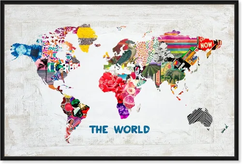 Miniatura 11 de The Oliver Gal Artist Co. Maps and Flags - Lienzo decorativo para pared, diseño hipster Mapa Mundi, decoración del hogar, 24 x 16 pulgadas, blanco