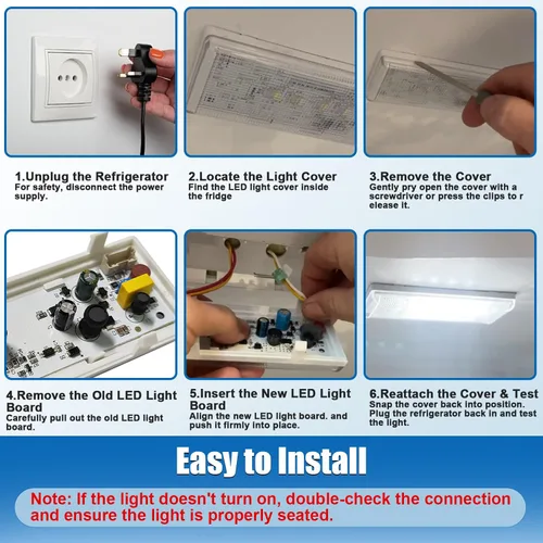 Miniatura 6 de 1 pieza de luz para refrigerador W10515058, 2 piezas de luz para refrigerador W10515057, juego de placas de luz LED para congelador de reemplazo