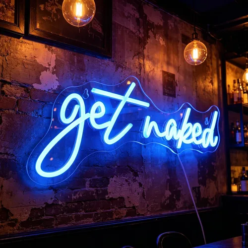 Miniatura 4 de QiaoFei Letrero LED de neón con texto en inglés «Get Nake», luces de neón alimentadas por USB, para habitación, hogar, bar, decoración de pared