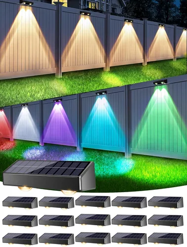 Miniatura 14 de Brizled Luces solares para valla al aire libre, paquete de 8 luces patrióticas para valla al aire libre, 9 colores y 11 modos RGBCW que cambian