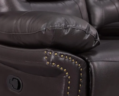 Miniatura 9 de Blackjack Furniture Andrews - Sofá reclinable de cuero tapizado con cabeza de clavos tradicional tapizada con tapizado y ribeteado, sofá biplaza