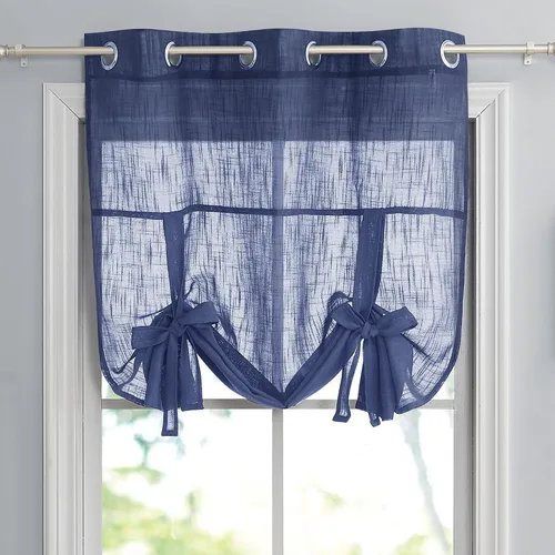 Miniatura 15 de Pony Dance Cortinas de ventana de baño, pantalla con lazo para dormitorio, filtro de luz, semitransparente, cortinas romanas elegantes para Blanco