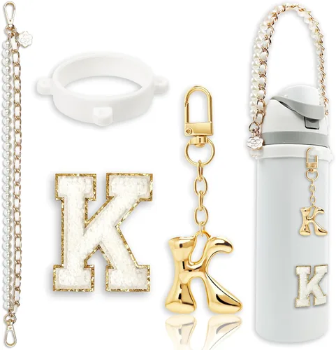 Miniatura 46 de Letter Handle Strap Accessories with Cute Initial Charm Compatible with Owala Water Bottle 24oz 32oz 40oz Owala Kids Púrpura