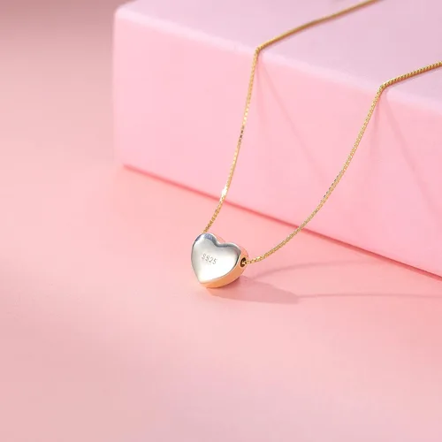 Miniatura 2 de SLUYNZ Collar con colgante de corazón de plata de ley 925 genuina para mujer, gargantilla simple y dulce corazón