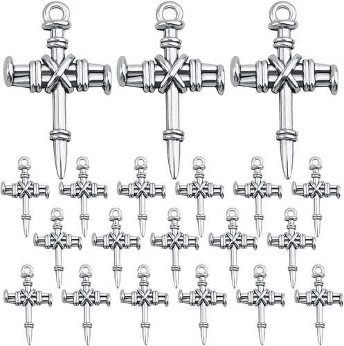Miniatura 8 de 50 dijes de cruz de aleación religiosa cristiana Jesús Crucifijo Crucifijo, suministros de manualidades para manualidades, collares, pulseras