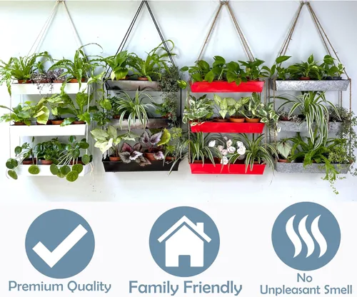 Miniatura 9 de LaLaGreen - Maceta escalonada de 16 pulgadas para plantas suculentas de interior, maceta rectangular moderna de metal negro de 3 niveles