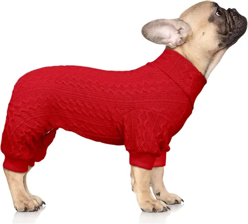 Miniatura 14 de Suéteres para perros grandes, cuello alto, ropa de punto para mascotas, suéter de color sólido para cachorros, suéter cálido para perros (gris y L)