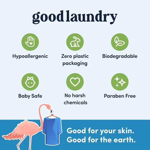 Miniatura 4 de Good Laundry Hojas de detergente – Flowers of Paradise perfumadas (60 cargas) – Hojas de detergente ecológicas para ropa, hipoalergénicas, sin