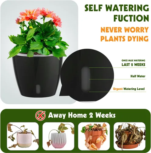 Miniatura 3 de Macetas de riego automático para plantas de interior, paquete de 16 macetas de riego automático con orificios de drenaje, macetas pequeñas