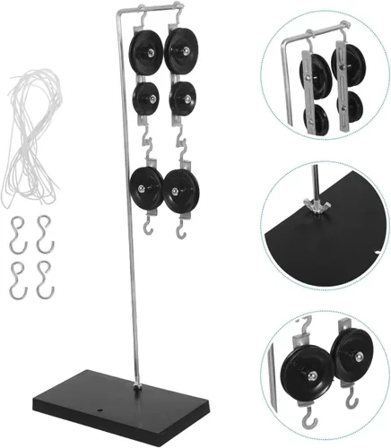 Miniatura 9 de iplusmile Juego de bloques de polea – 5 poleas con soporte y cuerda – Demuestra poleas fijas y móviles, enseña ventaja mecánica – Kit de laboratorio