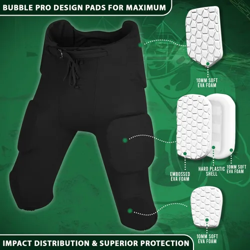 Miniatura 4 de Exxact Sports Integrated Football Pants Youth Boys - 7 Bubble Pro Pads Youth Football Pants with Pads, Boys Football Pants