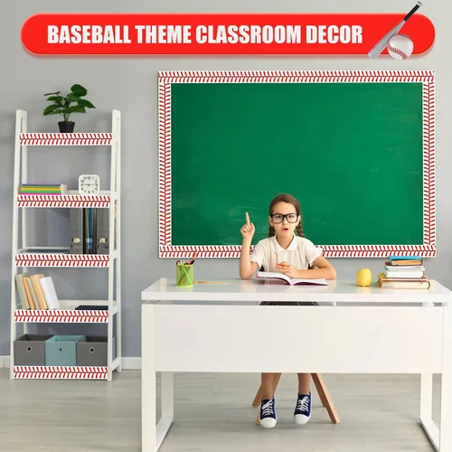 Miniatura 6 de AWIZOM Tablero de anuncios de béisbol de 99 pies, borde recto, con borde recto, decoración de aula para escuela en casa, decoración de fiesta