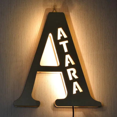 Miniatura 15 de Luz nocturna LED personalizada, letra inicial de madera grabada con nombre para familiares amigos, alfabeto, dormitorio, boda, Navidad, Halloween y j