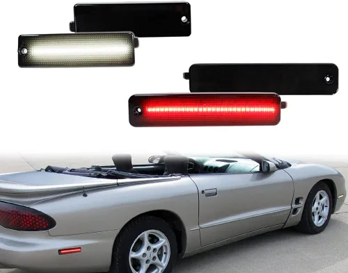 Miniatura 17 de Kit de luces laterales con lente transparente ámbar/roja LED compatible con Pontiac Firebird Trans Am 1998-2002, reemplaza las luces laterales OEM