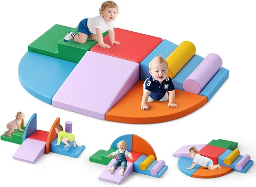 Miniatura 9 de Lischwert Bloques de escalada de espuma para niños pequeños de 1 a 3 años, juego suave de 4 piezas con juguetes de exploración para gatear, bloques