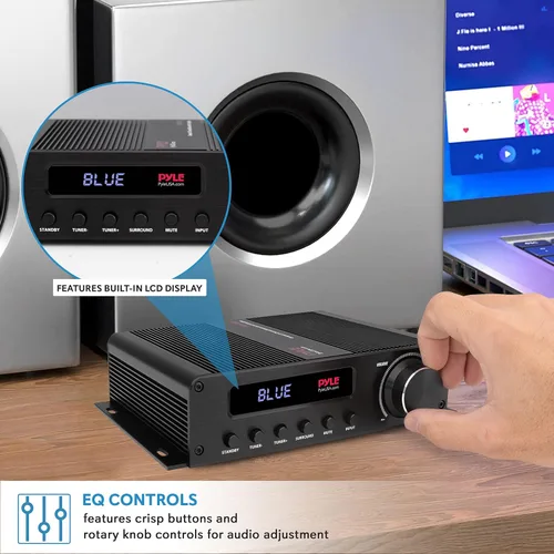 Miniatura 5 de Pyle - Amplificador de audio inalámbrico Bluetooth casero - Receptor estéreo de potencia de 100 W de 5 canales para cine en casa, sonido envolvente