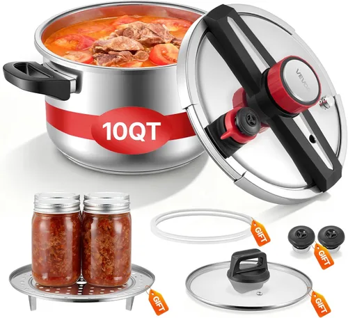 Miniatura 12 de VEVOR Olla a presión, olla a presión de 8 cuartos de galón, acero inoxidable, recipiente a presión con estante para vapor, tapa de vidrio templado