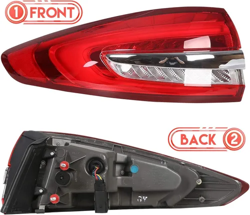 Miniatura 2 de ECOTRIC Lámpara trasera compatible con Ford Fusion 2017-2020 Reemplazo para FO2804118 lado del conductor, LH izquierdo, luz de giro amarilla