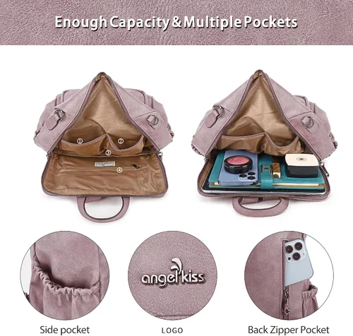Miniatura 69 de Bolsos mochila monedero de piel sintética para mujer, bolsas con zíper, mochilas de hombro casuales