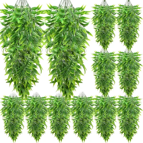 Miniatura 9 de Hoteam 12 Piezas Plantas Colgantes Artificiales de 32 Pulgadas Enredaderas de Hiedra Falsa con Hojas Falsas Plantas Artificiales de Patio Vegetación