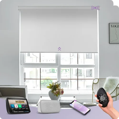 Graywind Persiana Enrollable Motorizada 100% Opaca Compatible con Alexa Google Control Remoto Inteligente Persianas Recargables con Batería Motor